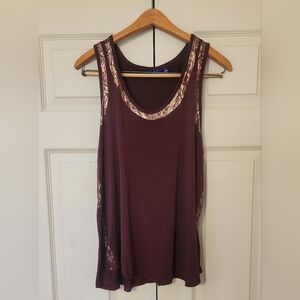 Burgundy flowy tank